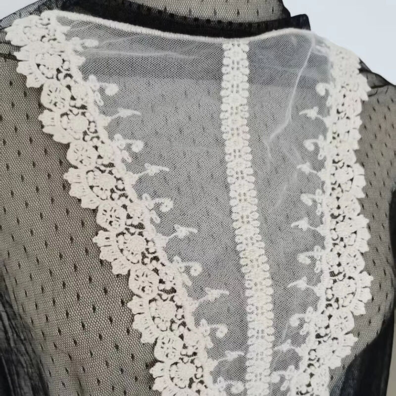 quality Hot Sale Neck Lace Trim  Neckline  Water Soluble  Crochet Mesh  Neckline   for Ladies' Garments factory
