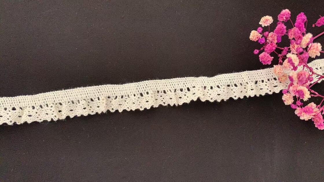 quality 1.5cm Embroidery Elastic Cotton Thread Lace Home Ruffle factory
