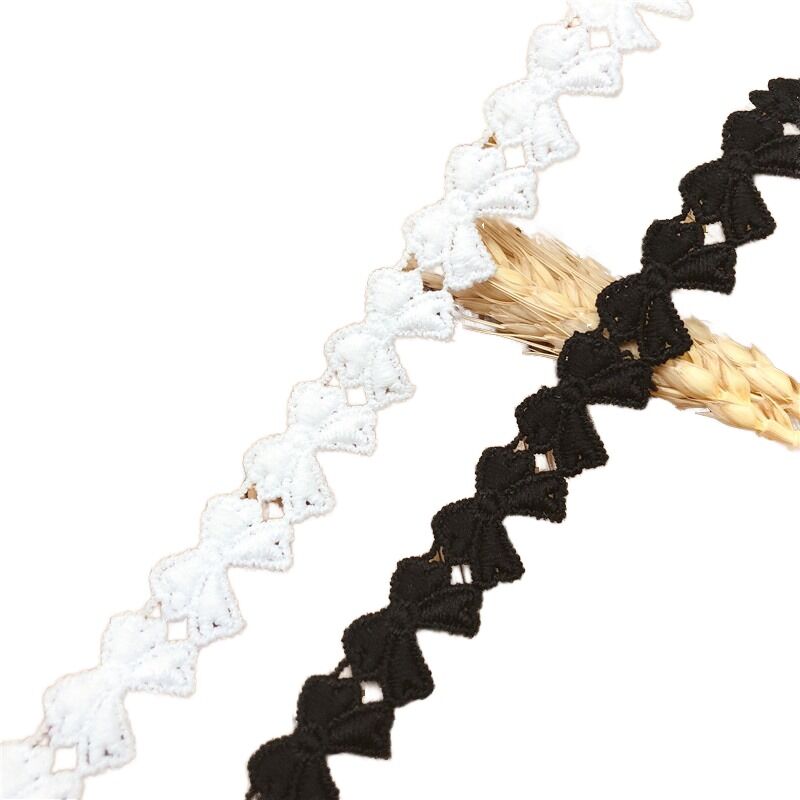 quality Exquisite Bow Design Milk Silk Water-Soluble Embroidery Lace Trim Factory  for Party Clothing Shoes Bags Fashion factory