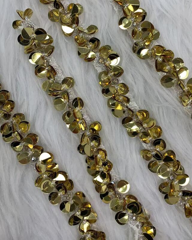 quality High-End DIY Hand-Made Sequin Beaded Jewelry Accessories for Shoes Hats Clothes-Collar Beaded Ribbon factory