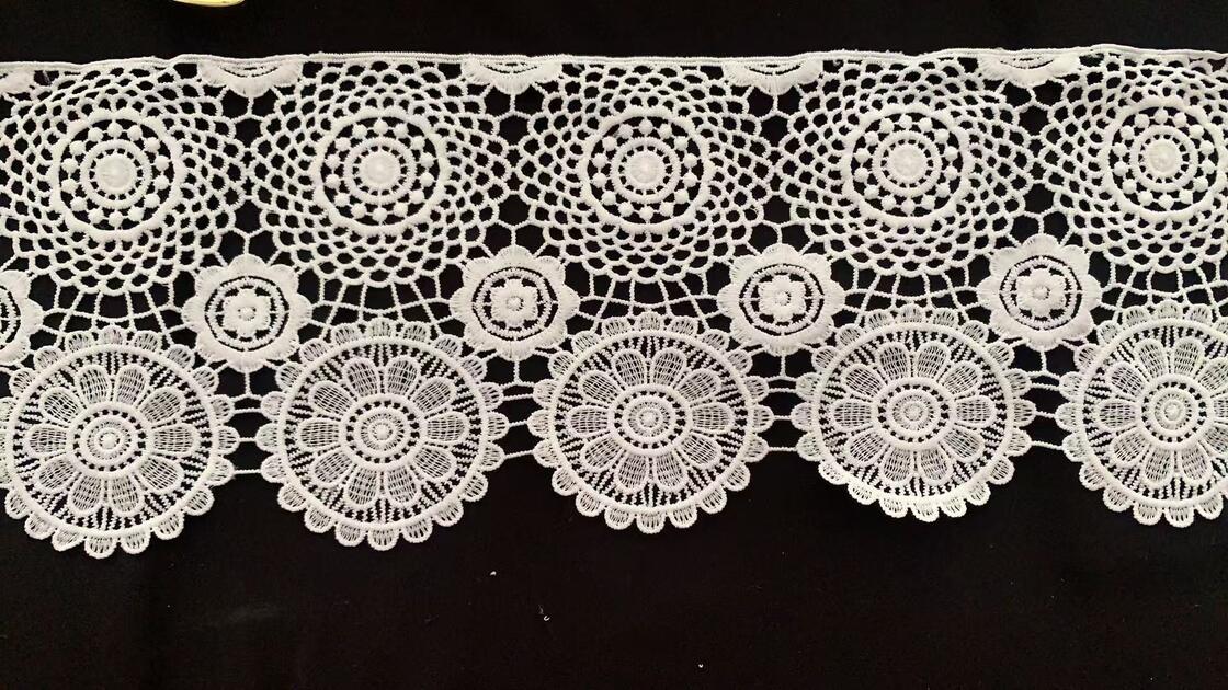 quality Water Soluble 100% Polyester Embroidery Lace Trim with Milk Yarn Design for Dresses and Garment Use factory