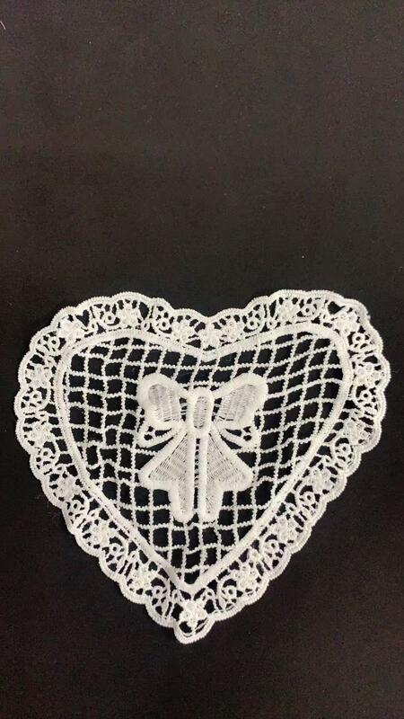 quality Exquisite 3D Heart-Shape Polyester Milk Yarn Embroider Patch Lace Decoration Multiple Floral Patterns for Ladies' Dresses factory