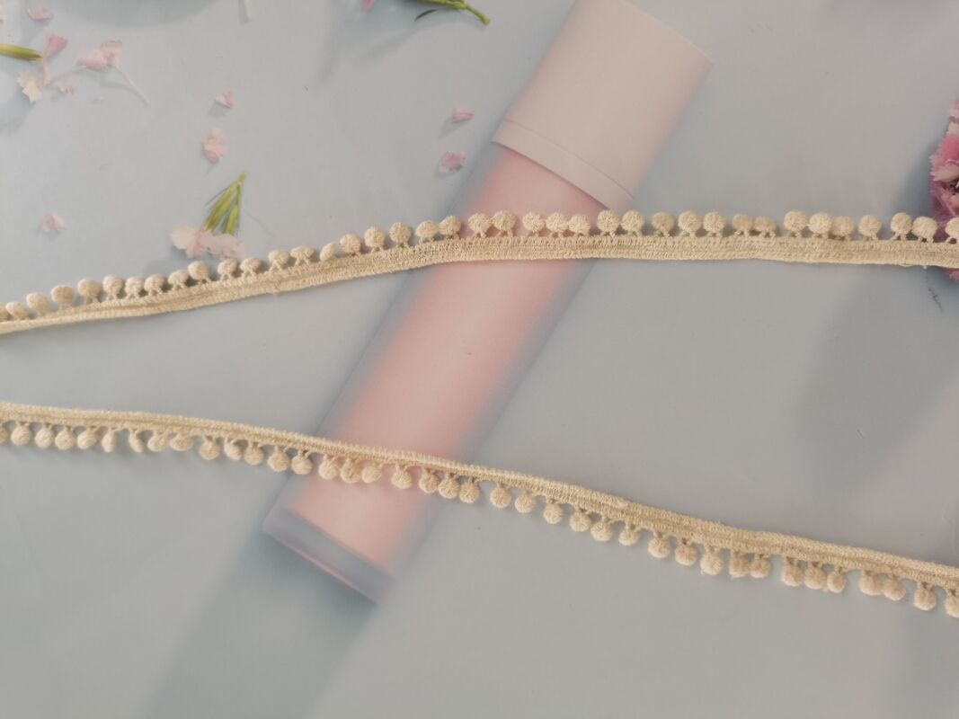 quality 1.3cm Pom Pom Water Soluble Lace Trim 100% Cotton for Ladies' Garments factory