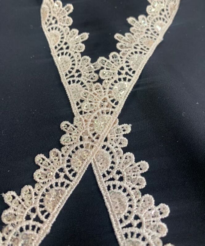 quality 2.5CM-4.5CM Embroidered Sequins Polyester Lace Trim for Ladies' Dresses Lace Accessories factory