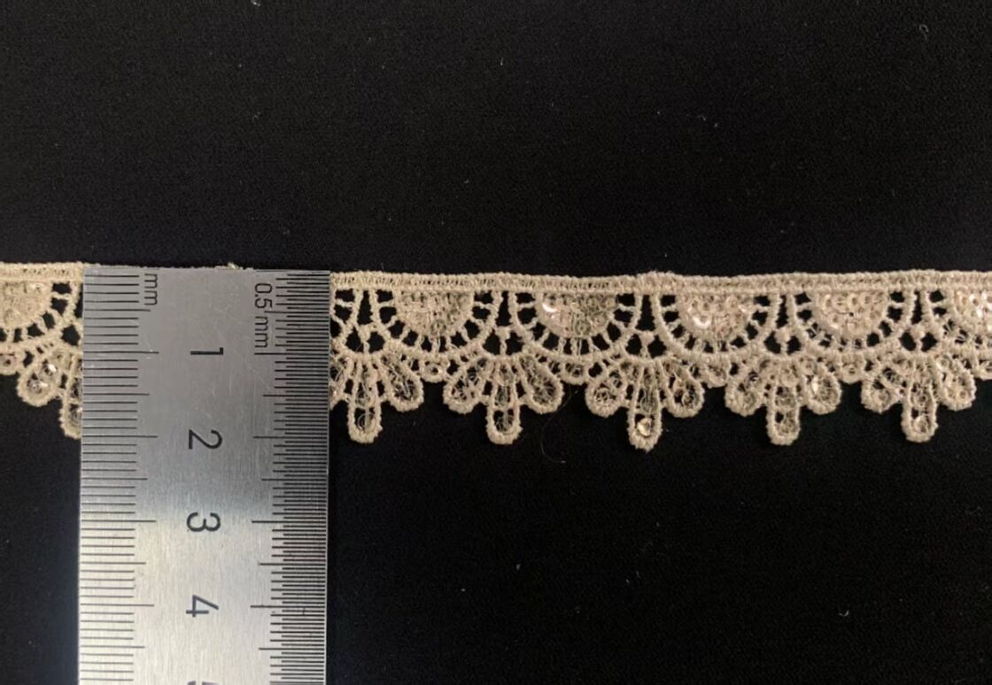 quality 2.5CM-4.5CM Embroidered Sequins Polyester Lace Trim for Ladies' Dresses Lace Accessories factory