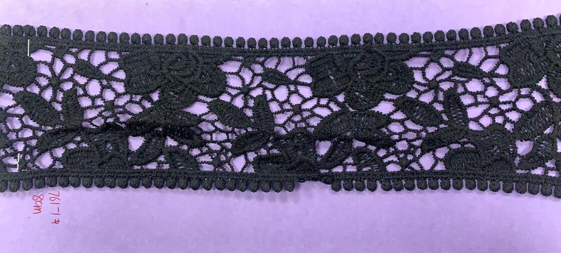 quality Water Soluble Milk yarn embroidery lace trim,  French embroidery Lace trim factory