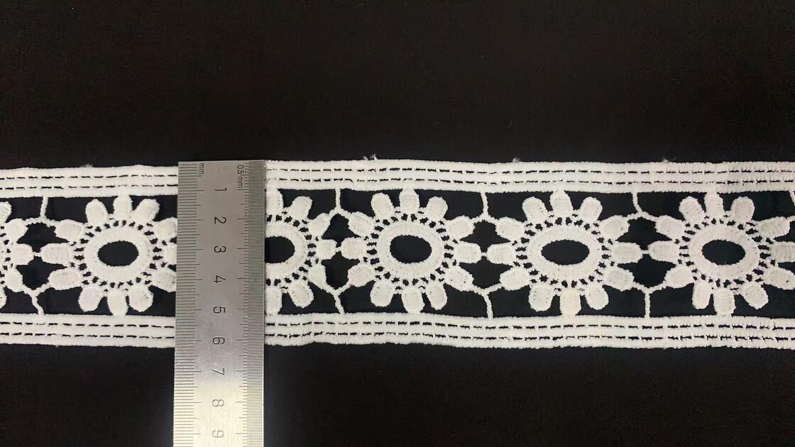quality Wholesale Embroidered Milk Yarn Polyester French Lace Trim Water Soluble Knitted Fabric Flower Decoration for Ladies' Garments factory