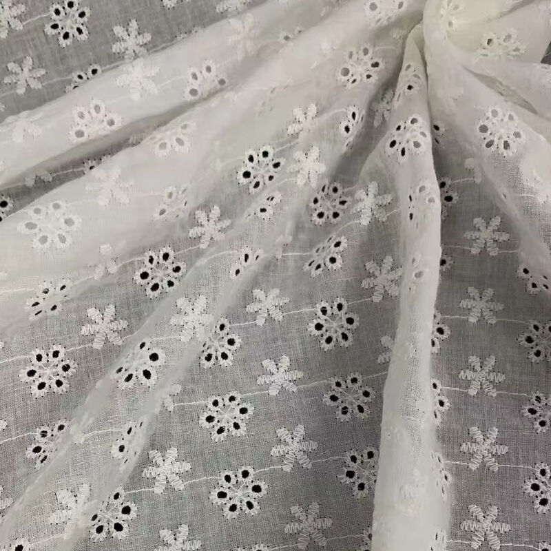 quality Cotton Chicken Embroidered Lace Fabric for Ladies' Garments Dress Visible Bottom Carving Hole Lace for Sewing factory