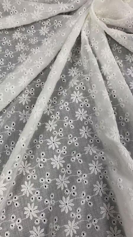 quality Cotton Chicken Embroidered Lace Fabric for Ladies' Garments Dress Visible Bottom Carving Hole Lace for Sewing factory