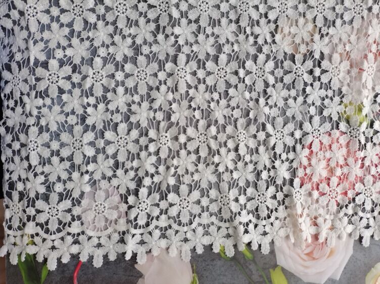 quality Milk Silk Water-Soluble Lace Fabric Elegant Water-Soluble Embroidery Fabric factory