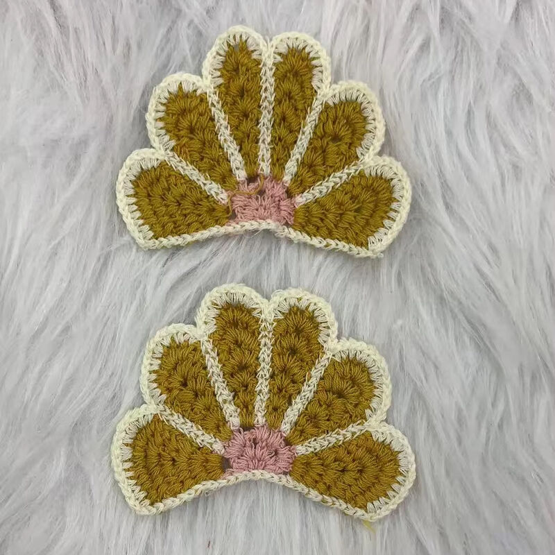 quality Half Flower Shaped DIY Embroidery Crochet Patches Fan-Shaped Bag Decoration Patches factory