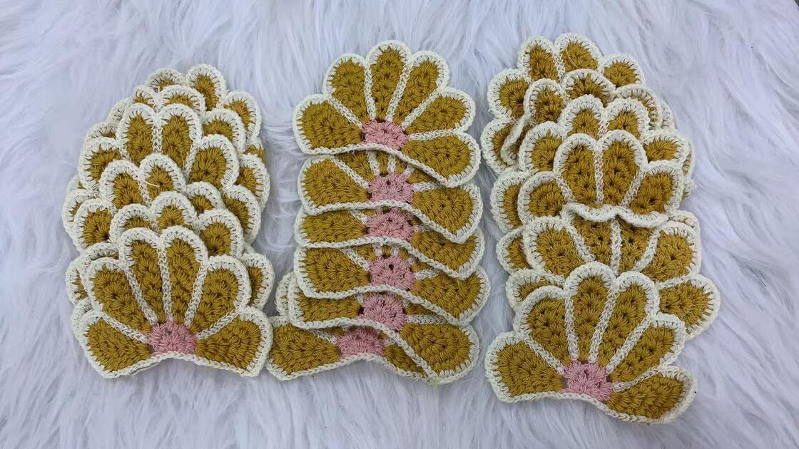 quality Half Flower Shaped DIY Embroidery Crochet Patches Fan-Shaped Bag Decoration Patches factory