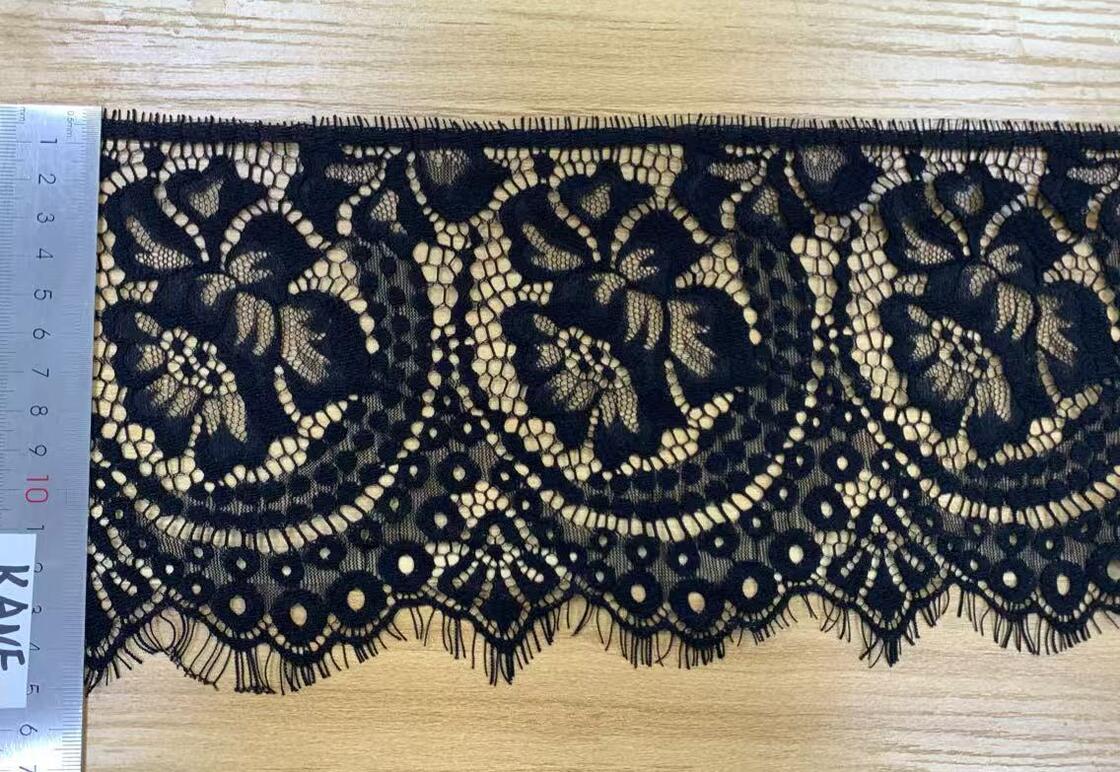 quality Double-Sided 7/8cm Small Eyelash Lace in Black & White Nylon Trimming for Dresses factory