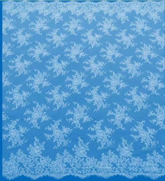 quality Wholesale Pure White Chantilly Eyelash Lace Fabric Personalized Polyester Lace with Non-Elastic Feature factory