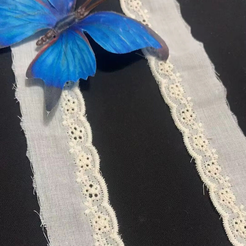 quality 3cm 100% Cotton Eyelet Lace Trim - Floral Pattern Fabric Border factory