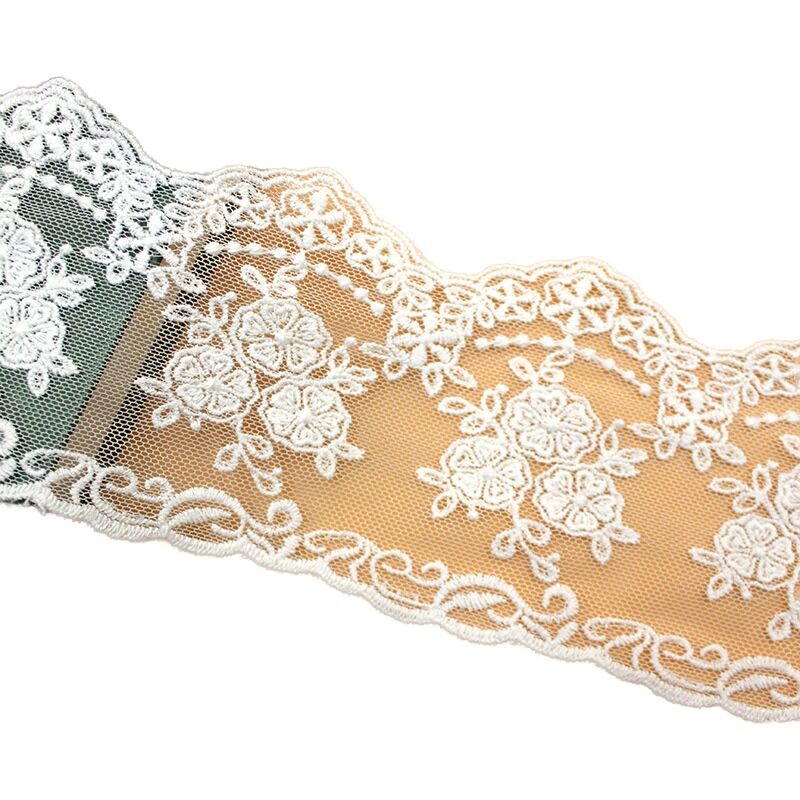 quality Hot Sale High Quality Mesh Embroidered Polyester  Lace Fabrics Soluble Lace Trimming Embroidered Floral Lace Shoes Bags Textile factory