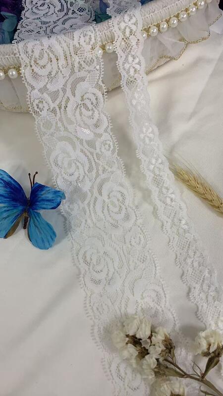 Quality Floral French Lace Spandex/Nylon Formal Elastic Decoration for Clothing Pajamas Sleeves Shoes & Bags factory
