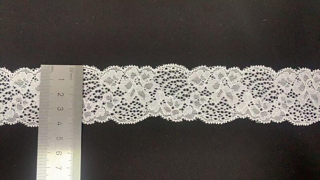 Quality Wholesale Elastic  Nylon Spandex Flower Wedding Lace Decoration 3cm 4cm White Elastic for Lingerie for Bridal Wholesaling factory