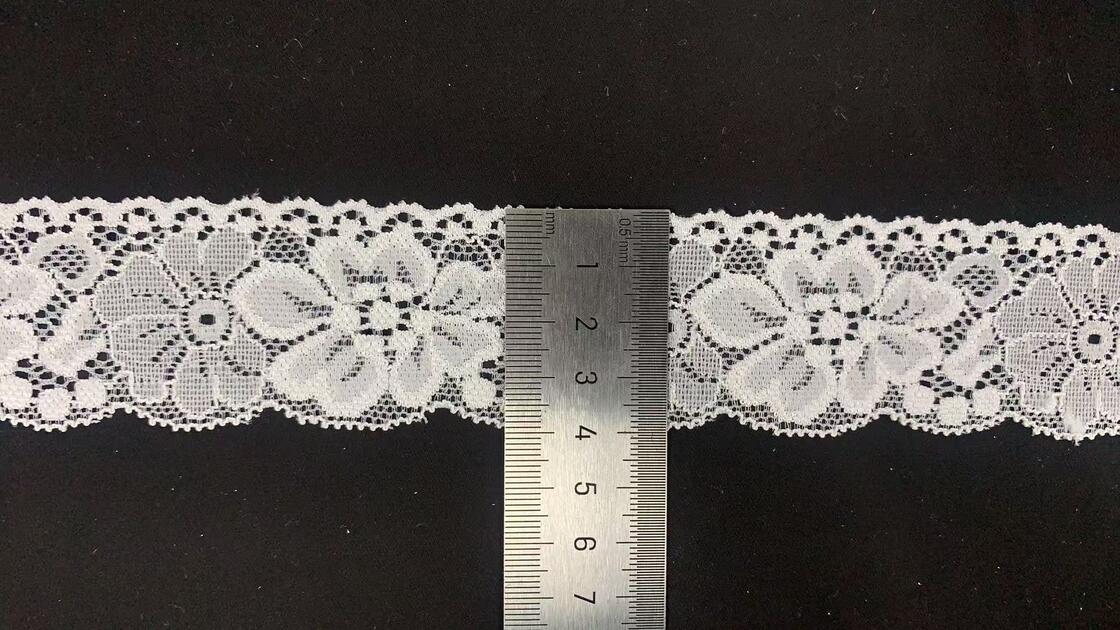 Quality Wholesale Elastic  Nylon Spandex Flower Wedding Lace Decoration 3cm 4cm White Elastic for Lingerie for Bridal Wholesaling factory