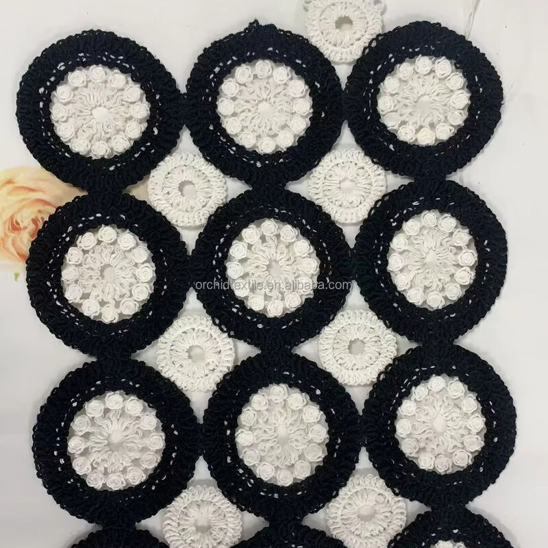 Quality 20.5cm Water Soluble Embroidered Lace Polyester & Cotton Yarn Garment Accessories for Cloth factory