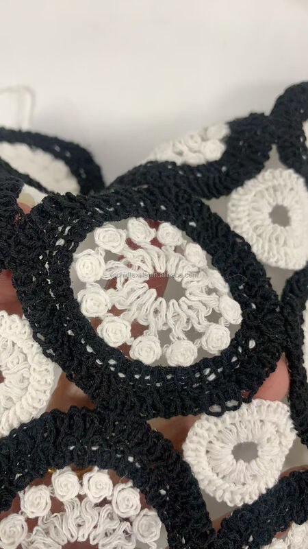 Quality 20.5cm Water Soluble Embroidered Lace Polyester & Cotton Yarn Garment Accessories for Cloth factory