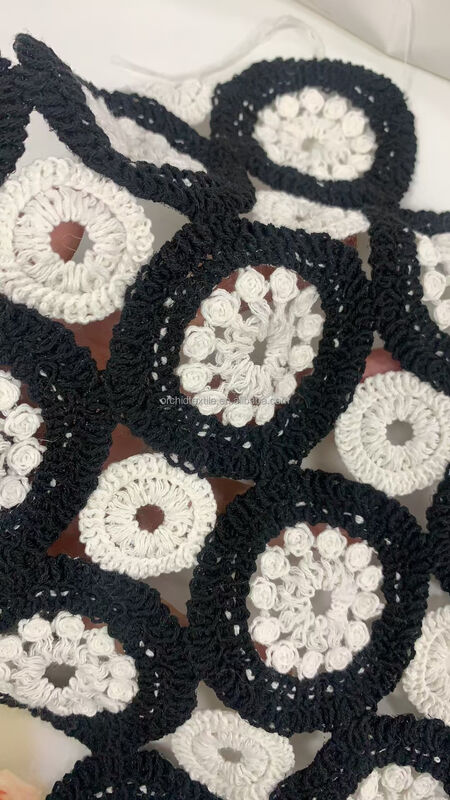 Quality 20.5cm Water Soluble Embroidered Lace Polyester & Cotton Yarn Garment Accessories for Cloth factory