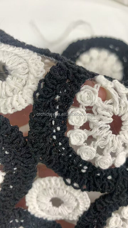 Quality 20.5cm Water Soluble Embroidered Lace Polyester & Cotton Yarn Garment Accessories for Cloth factory