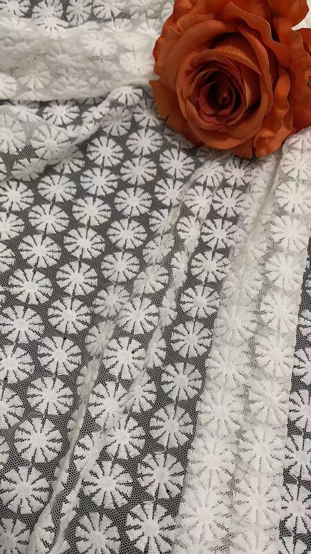 Quality High Quality Wholesale Snowflake Patterned Polyester Lace Fabric Embroidered Fabric, with Customizable Patterns factory