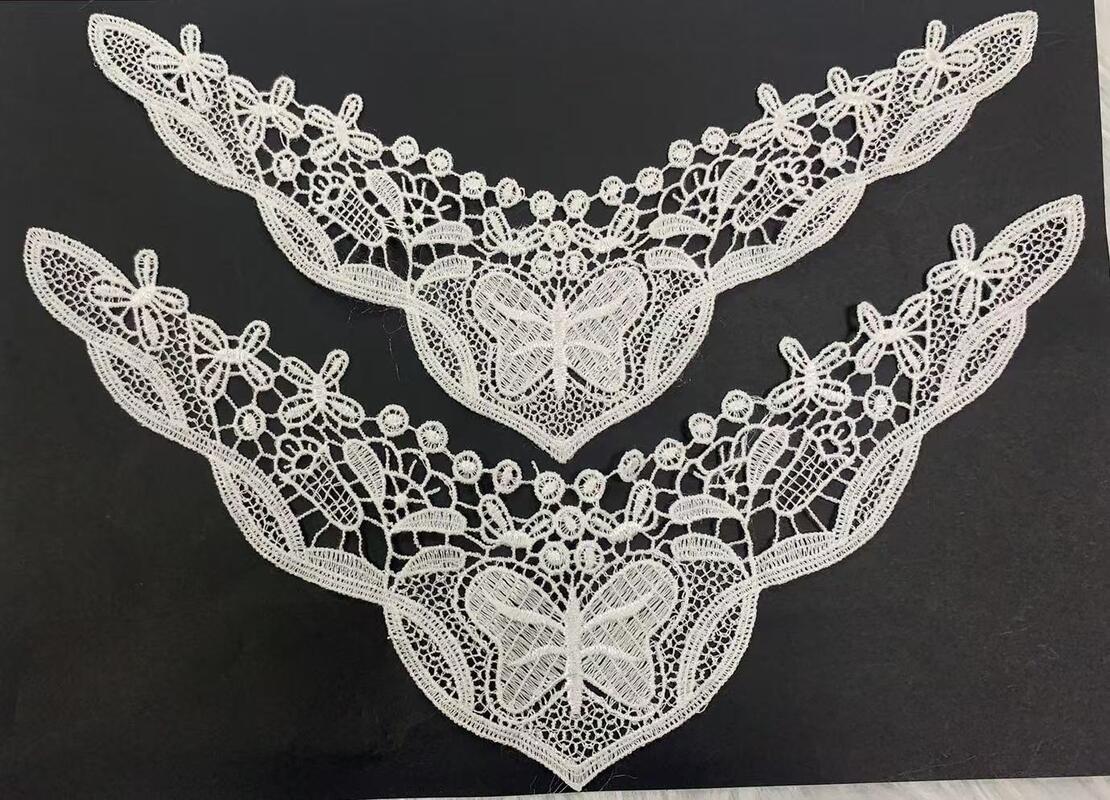 Quality New Style Water Soluble Polyester Embroidery Customizable Width Neck Lace Trim for Ladies' Dress Pajamas factory