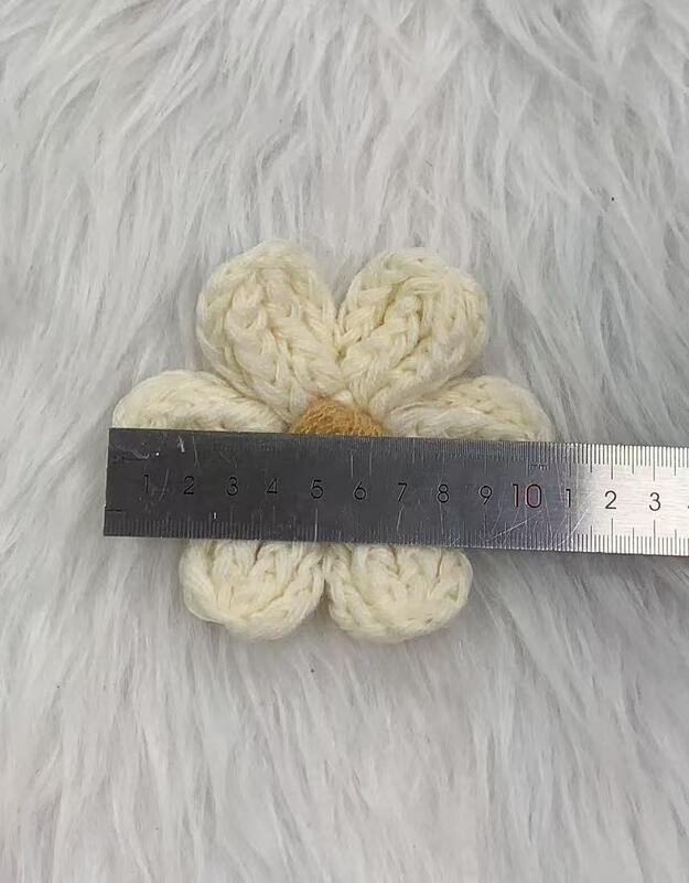 Quality Handmade 3D Knit Flower Puff Patches for Ladies DIY Embroidery Crochet Cotton Thread for Cardigan Sweaters and Hats factory