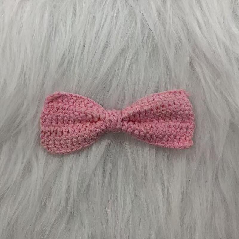 Quality Pure Hand-Knitted Crochet Bowknot Children's Hair Accessory DIY Ornaments Auxiliary Materials Finished Lace Product factory