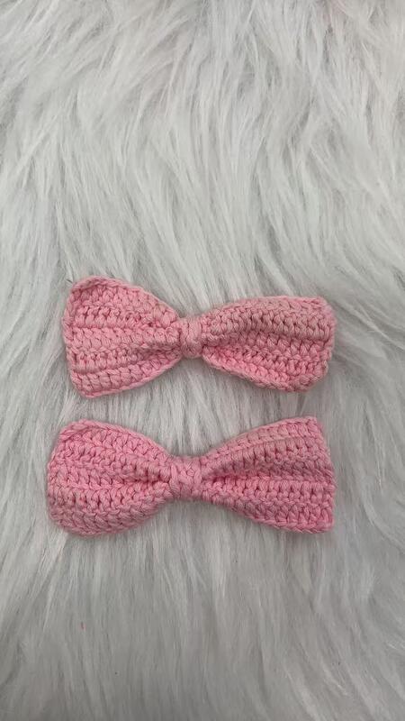 Quality Pure Hand-Knitted Crochet Bowknot Children's Hair Accessory DIY Ornaments Auxiliary Materials Finished Lace Product factory