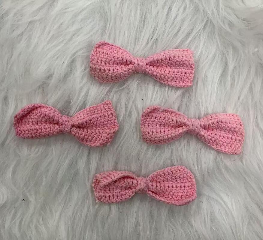 Quality Pure Hand-Knitted Crochet Bowknot Children's Hair Accessory DIY Ornaments Auxiliary Materials Finished Lace Product factory