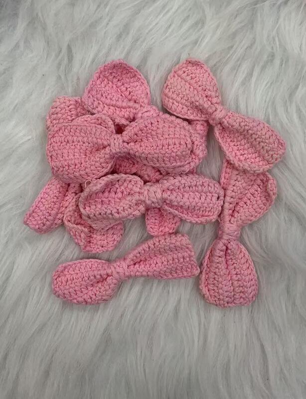 Quality Pure Hand-Knitted Crochet Bowknot Children's Hair Accessory DIY Ornaments Auxiliary Materials Finished Lace Product factory
