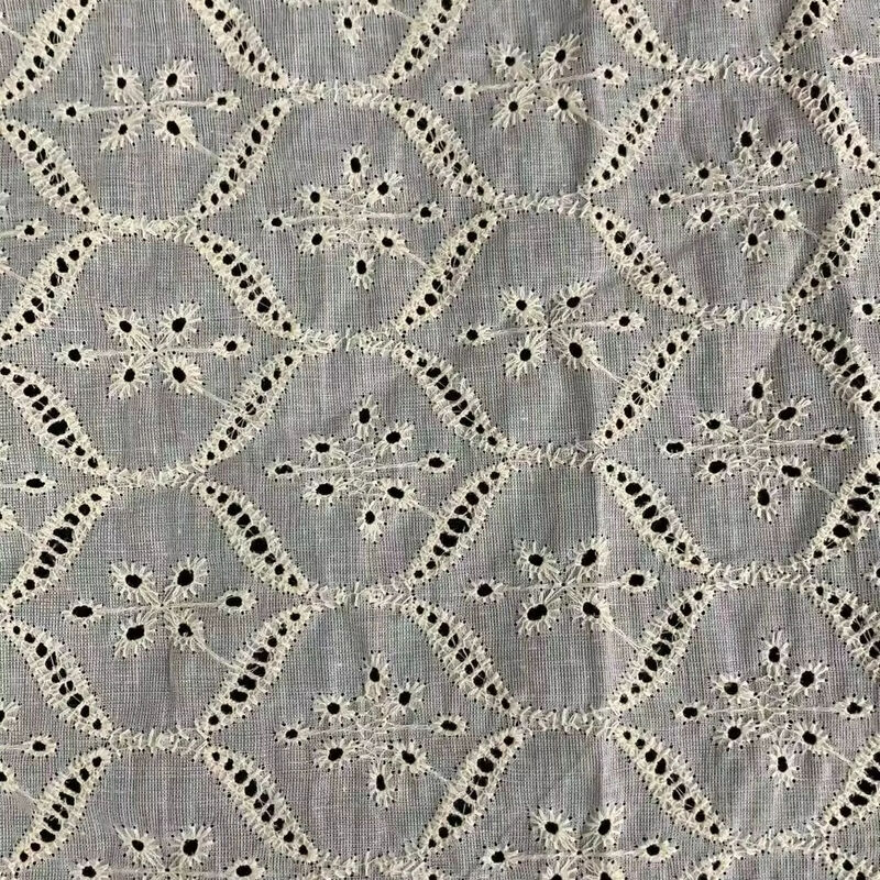 Quality Factory Wholesale All-cotton Embroidered Lace Fabric for Clothing Trimmings factory