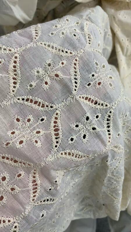 Quality Factory Wholesale All-cotton Embroidered Lace Fabric for Clothing Trimmings factory