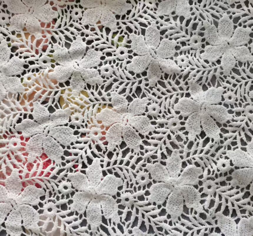 Quality High Quality Flower Embroidery Lace Fabric Water Soluble Polyester for Ladies' Garments and Bags factory