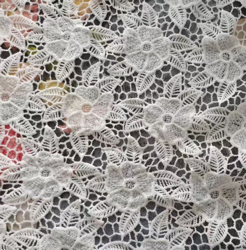 Quality High Quality Flower Embroidery Lace Fabric Water Soluble Polyester for Ladies' Garments and Bags factory