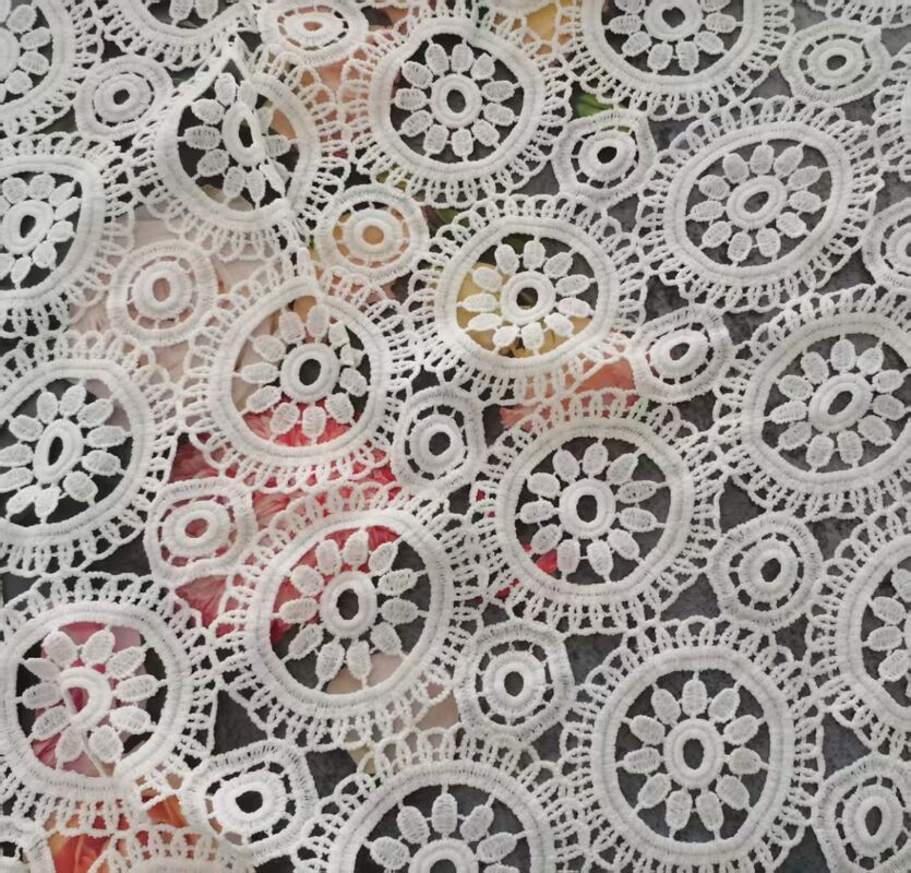 Quality High Quality Flower Embroidery Lace Fabric Water Soluble Polyester for Ladies' Garments and Bags factory