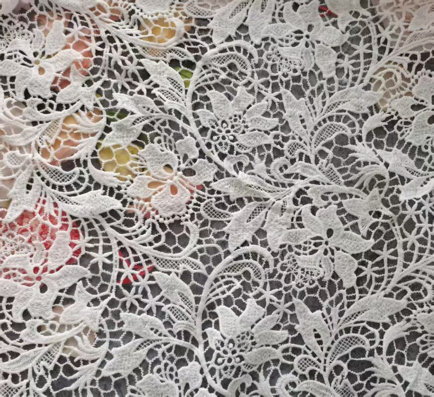 Quality High Quality Flower Embroidery Lace Fabric Water Soluble Polyester for Ladies' Garments and Bags factory