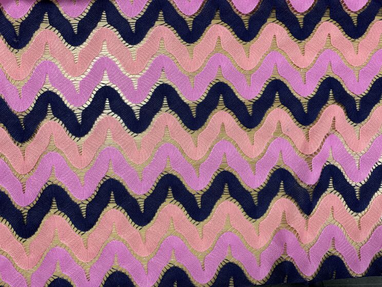 Quality Ethnic Style DIY Sofa Cover Fine Canvas Printed Wavy Stripes Lace Fabric for Dormitory Tablecloth and Bag Fabric factory