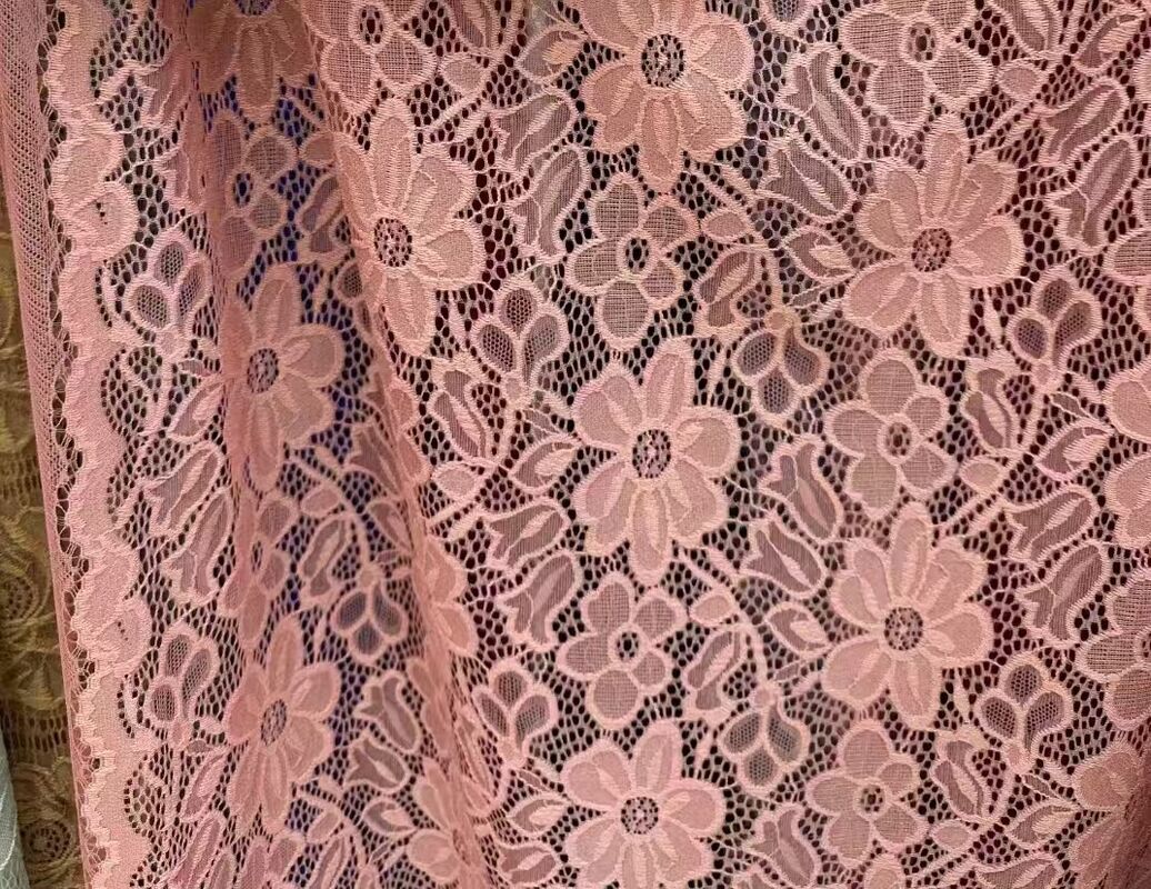 Quality Nylon Spandex Stretch Lace Fabric Elastic Hollow Flower Knitting Mesh for Female Wedding Dresses and Garments Accessories factory