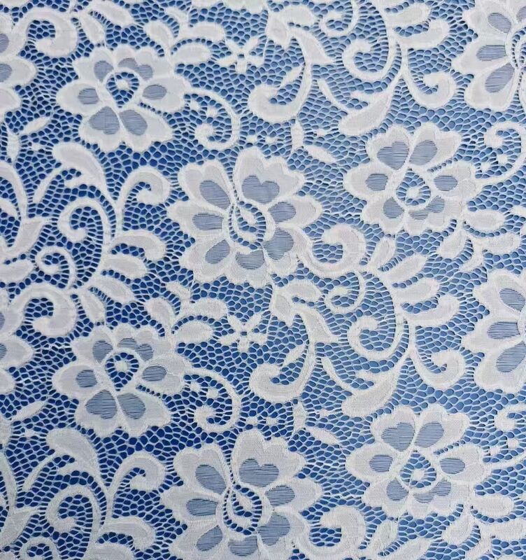 Quality Nylon Spandex Stretch Lace Fabric Elastic Hollow Flower Knitting Mesh for Female Wedding Dresses and Garments Accessories factory