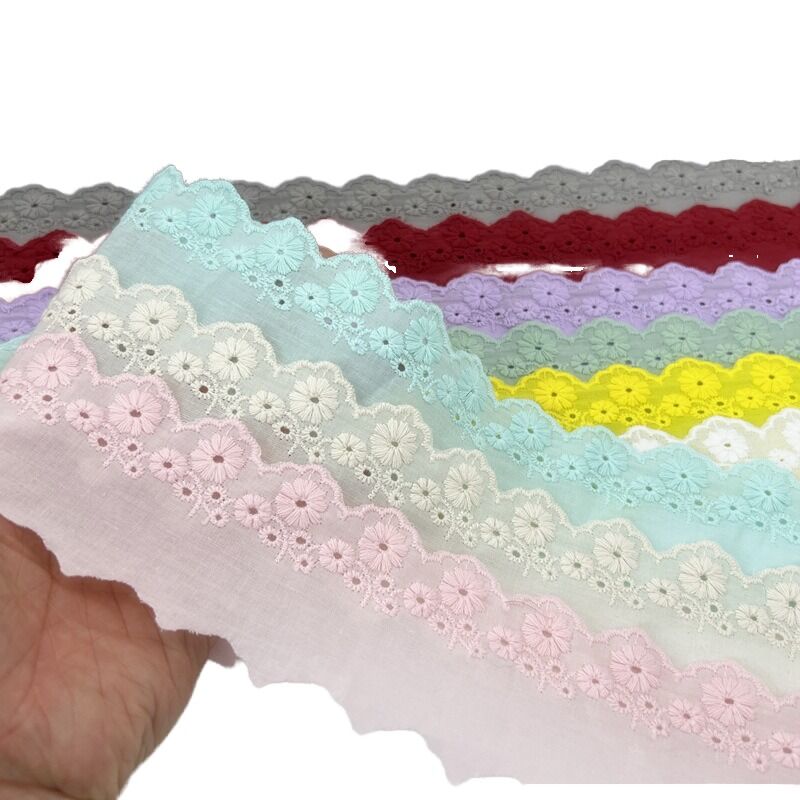 Quality 100% Cotton 2cm Chicken Embroidery Lace Trim with Vintage Sexy Design Water Soluble for Children's Garments factory
