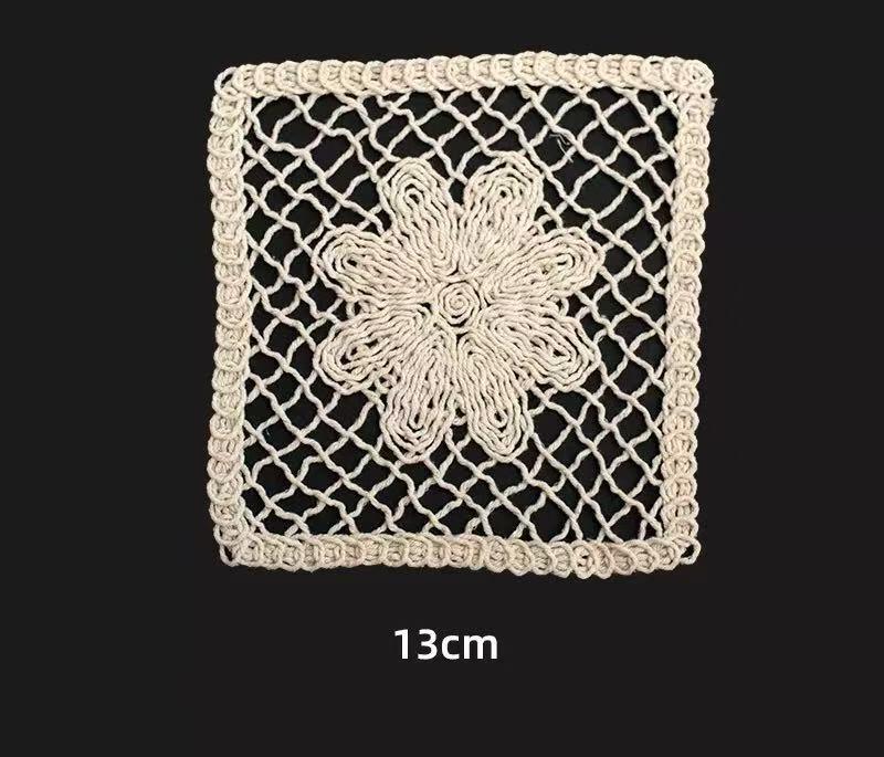 Quality Vintage 3D Lace Table Mat Hollowed Out Embroidery Coasters Shot Decorative Props Soft Cotton Home Fabric Square factory