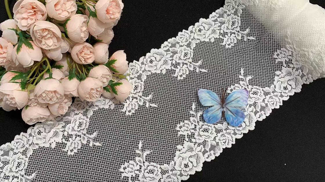 Quality NYLON SPANDEX WIDE LACE TRIM,LARGE EDGE LACE,ELEGANT BROAD LACE BORDER, factory