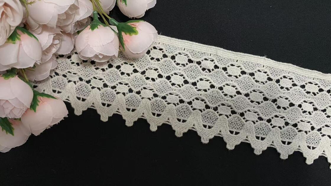 Quality 100% Cotton Embroidery Lace Trim with 9cm Width and Non Stretch for Clothing and Home Textiles factory
