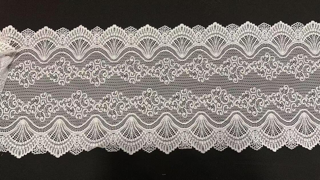 Quality Classic French Style White 22cm Lace Edge Spandex/Nylon lace tirm Elastic Garment Border for Wedding Decoration & DIY factory