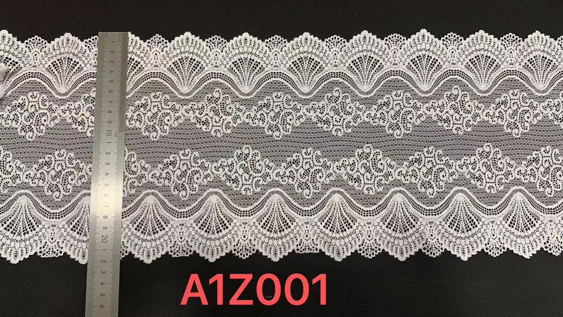 Quality Classic French Style White 22cm Lace Edge Spandex/Nylon lace tirm Elastic Garment Border for Wedding Decoration & DIY factory