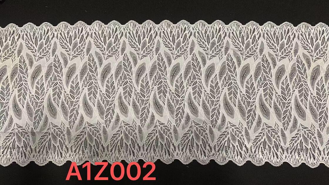 Quality French Lace Trim with Leaf Flower Wave Edge in Nylon/Spandex Blend 25.5CM Width for Women's Clothing factory